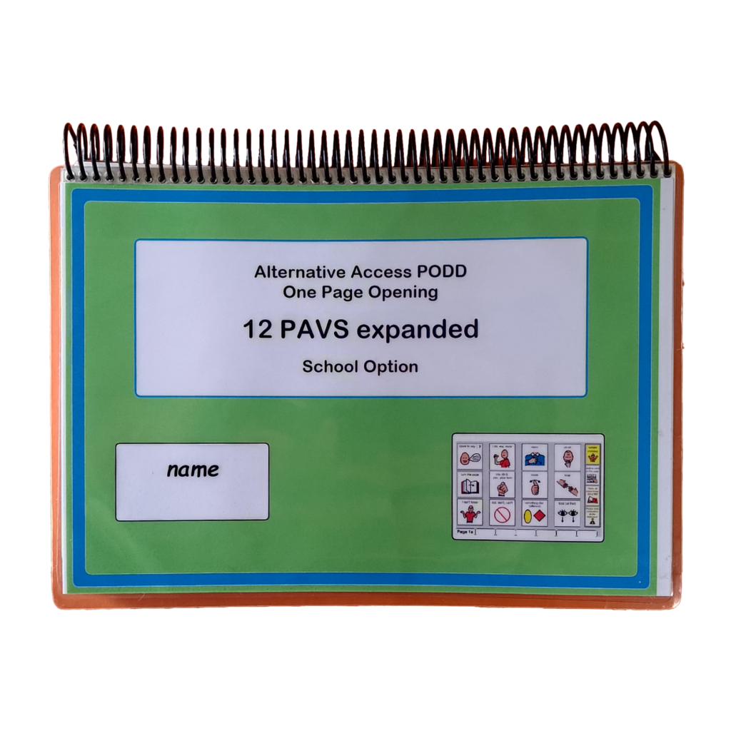 PODD Book AAC communication Book 12 cells PAVS page